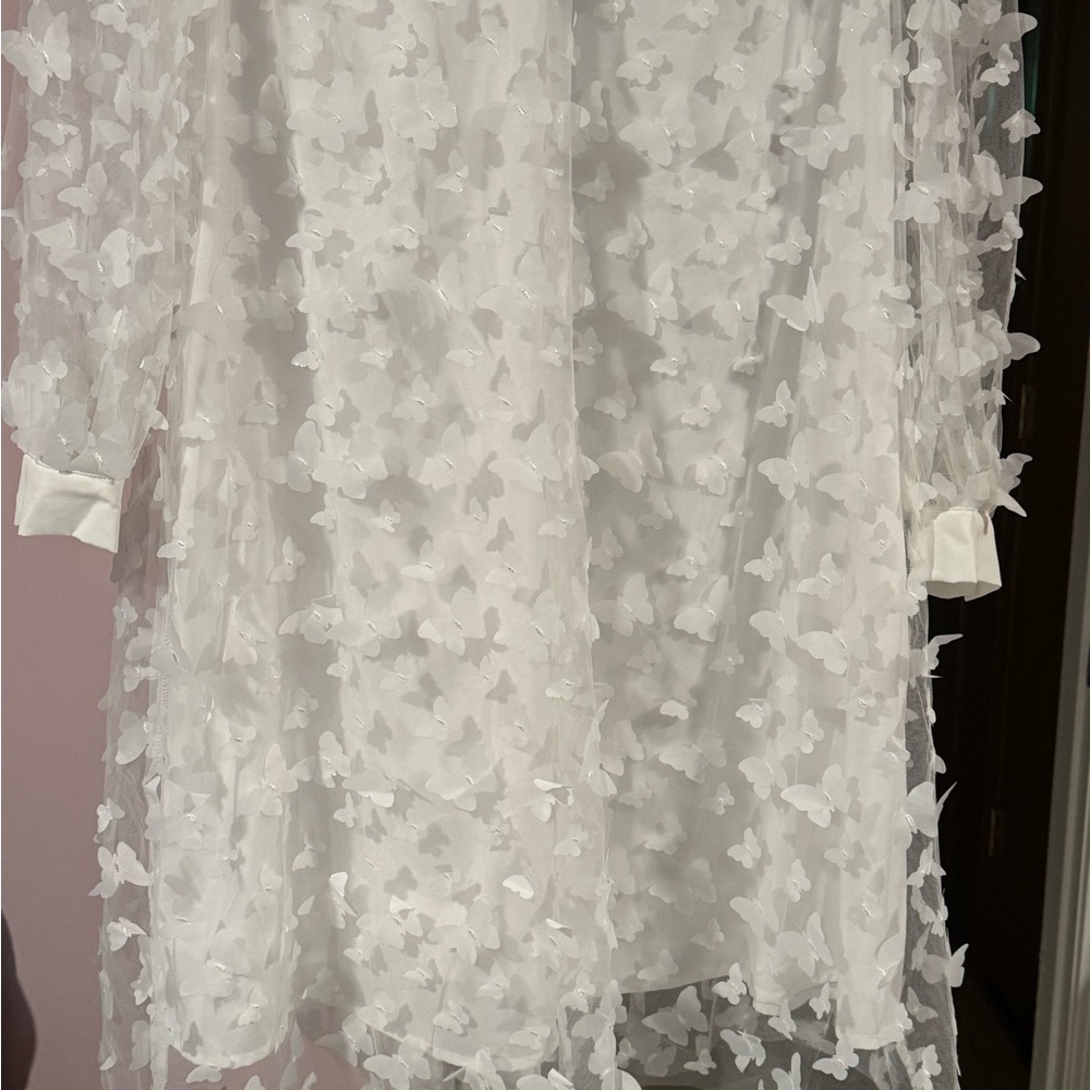 New never worn SHEIN White Butterfly Overlay Dress